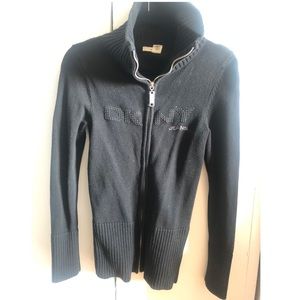 DKNY jeans zip up sweater in black